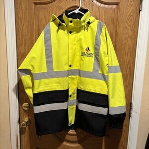 Corner Stone ANSI Class 3 Hi Vis Yellow Black‎ Hooded Parka Jacket Men's Large